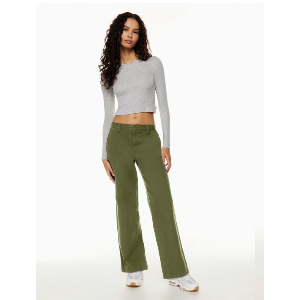 TNA Carleton Mid Rise workwear pants Pants 8 Green Straight Leg Skater Relaxed
